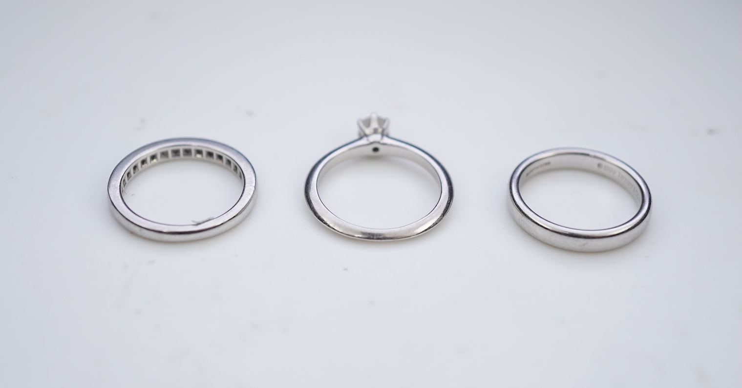 Tiffany & Co., a diamond engagement, eternity and wedding ring set